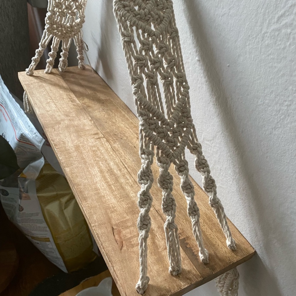 Macrame Wood Hanging Shelf